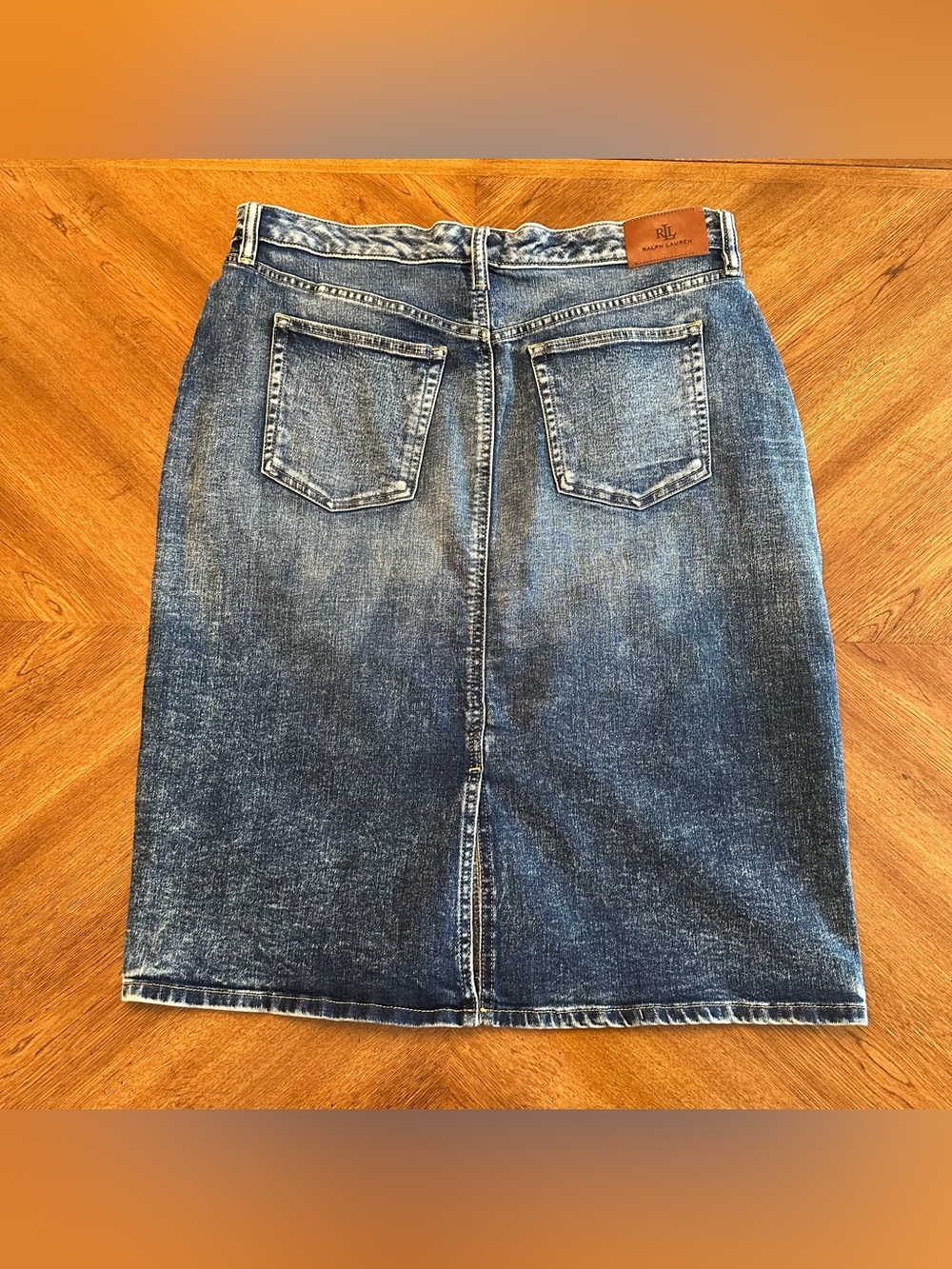 Lauren Ralph Lauren Blue Denim Jean Midi Pencil Skirt, Size 14W Classic Capsule - Picture 4 of 16